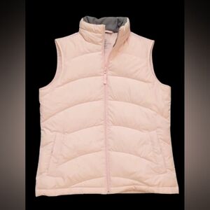 LANDS' END Zippered puffy vest, snap pockets ▴ XS/P Light Pink
